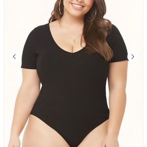 Plus Size Black Ribbed Bodysuit